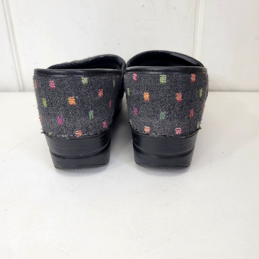 Dansko Vegan Professional Clogs Multicolor Polka Dot Black Slip-On Comfort Shoes - Picture 7 of 8